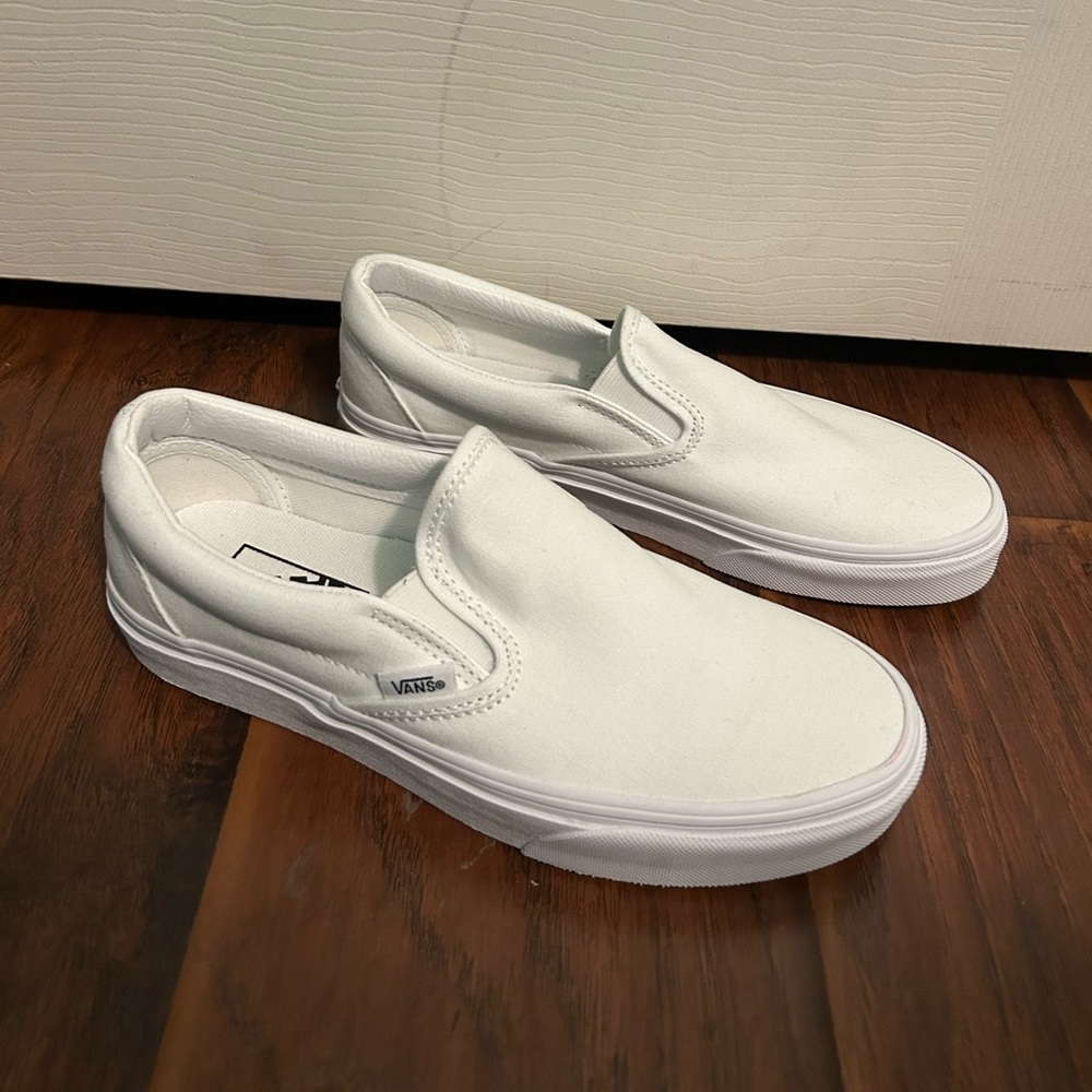 Vans White Slip-Ons Size 7.5 Womens